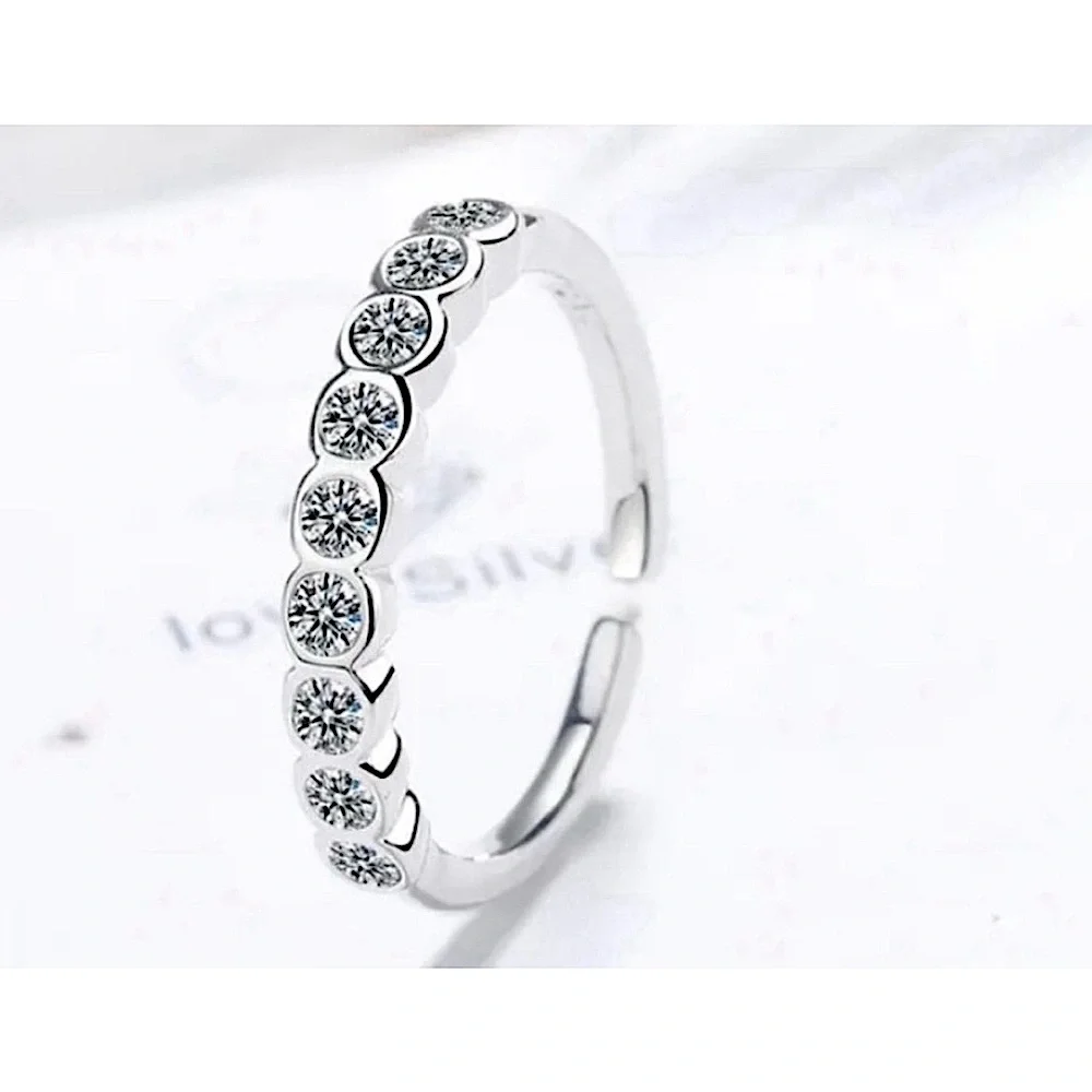 NEW Girls Kids White Gold Plated S925‎ Adjustable Band Ring
